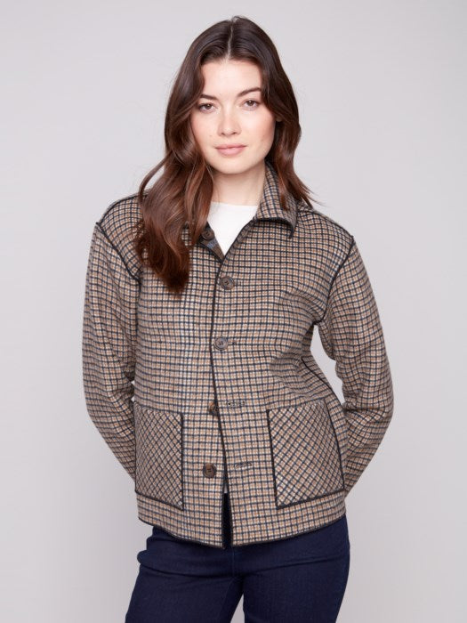 CHARLI B REVERSIBLE PLAID FALL JACKET